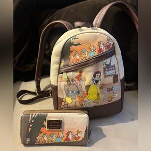 Disney x Loungefly Snow White Scene Mini Backpack in Cream and Brown